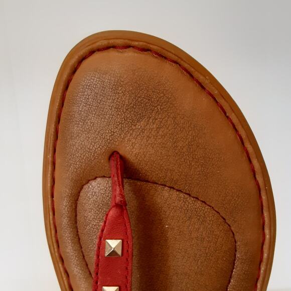 Born Adana Slip On Slingback Sandals Studded Red Toe Post Thong Women 7 Festival - Picture 6 of 9